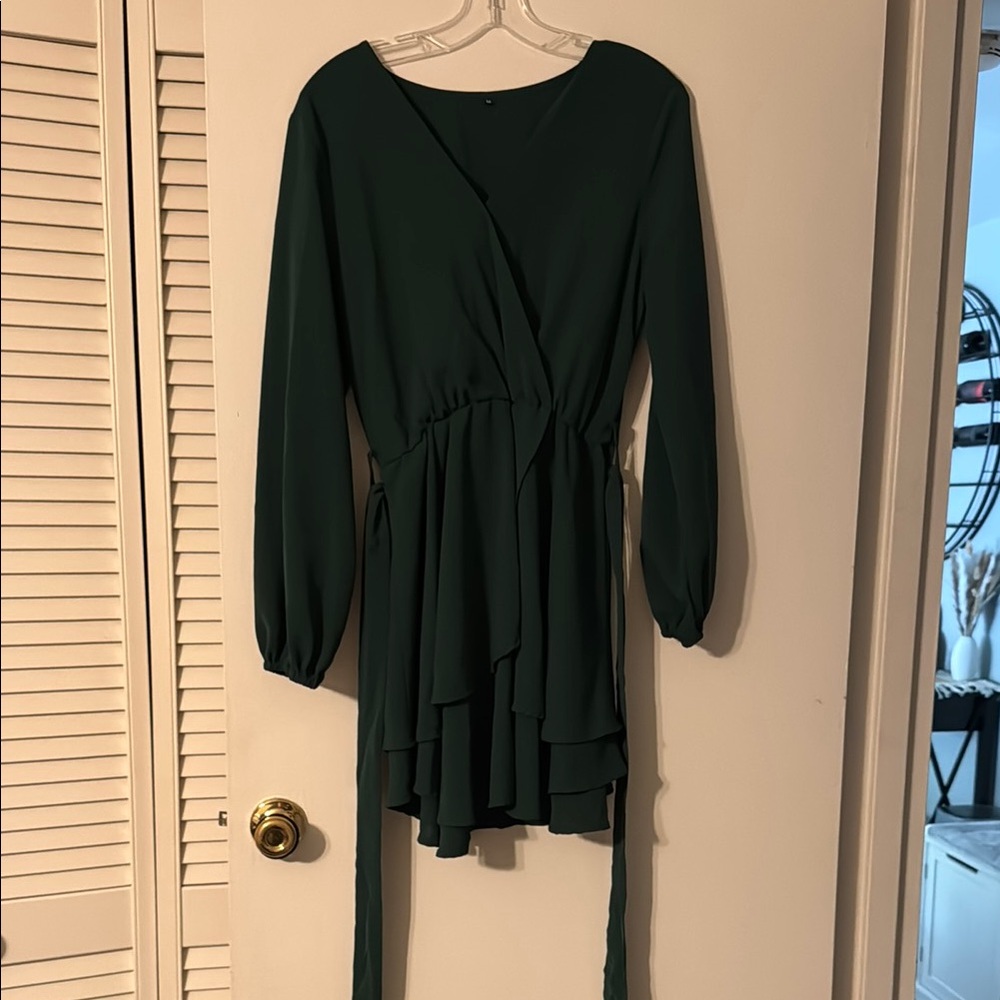 Elegant Green Wrap Dress
